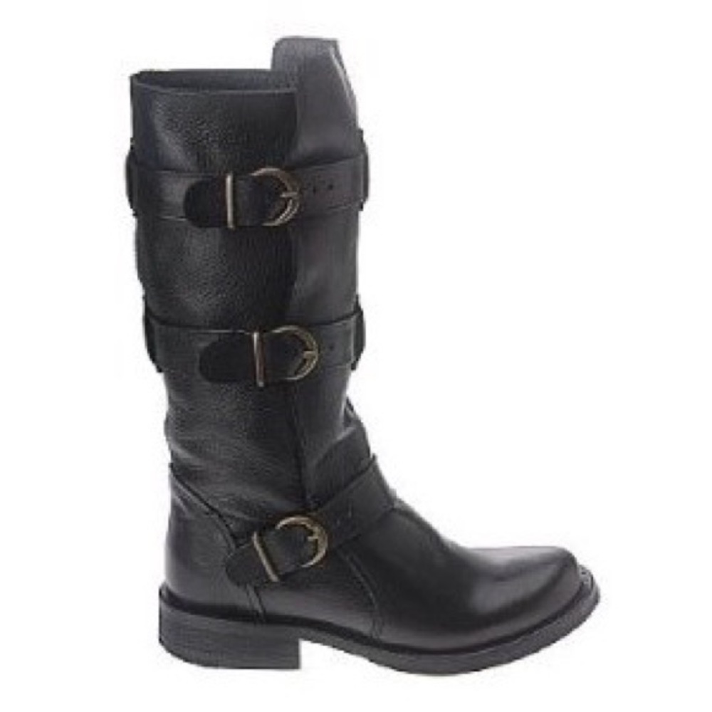 Steve Madden Black ‘Buck’ Motorcycle Leather Boots SZ 8
